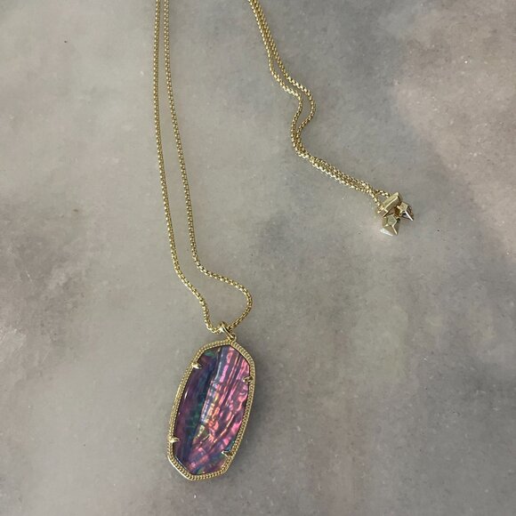 Kendra Scott Reid Abalone Long Necklace Adjustable Length NWOT - Picture 2 of 4